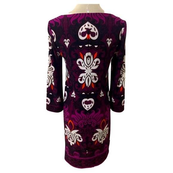 Laundry by Design Notch Bateau Neck Shift Dress Multi-Color Damask Paisley Sz 6 - Picture 4 of 4